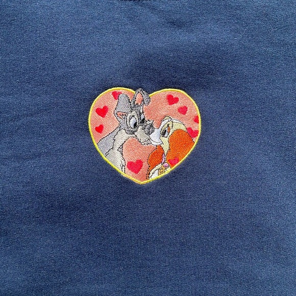 Disney Lady & the Tramp Custom Handmade Embroidered Crewneck Long-sleeve Sweater - Picture 4 of 7